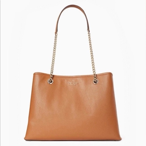 Kate Spade Jordyn Large Brown Leather Chain Shoulder Bag - Picture 2 of 10